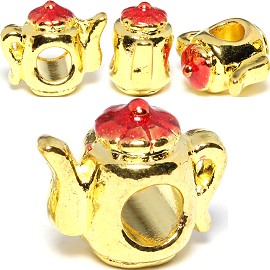 Charms 4pc Teapot Gold Red BD3006