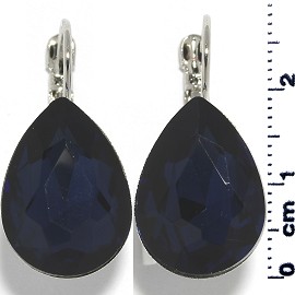 Crystal Earrings Tear Drop Silver Tone Dark Blue Ger342