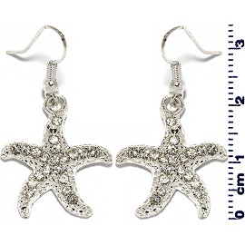 Rhinestone Earrings Starfish Silver Ger423 Rhinestone Earrings Starfish Silver Ger423