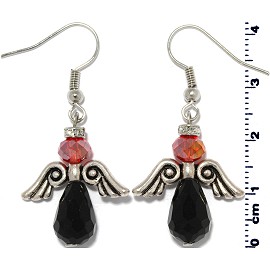Angel Tear Crystal Bead Rhinestone Earrings Black AB Red Ger803