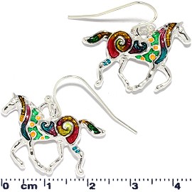 Horse Earrings Multi Colored Yellow Green Red Ger824