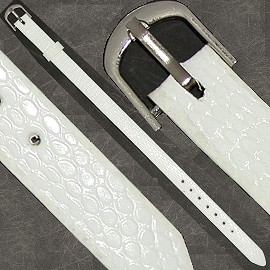 4pc 8"x7/16" Letter Band Bracelet Leather White JF1500