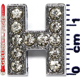Rhinestone Spacer 7/16" Opening-Hole Letter - H - Silver JP217
