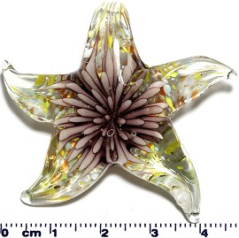 Glass Pendant Starfish Flower Clear Yellow Purple PD636