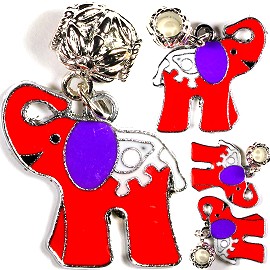 4pc Charm Elephant Red White BD1190