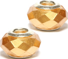 2pc Crystal Cut Bead Solid Gold BD1574