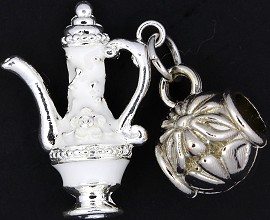 3pc Charm Teapot Silver White BD1741