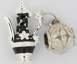 3pc Charm Teapot Silver Black BD1742