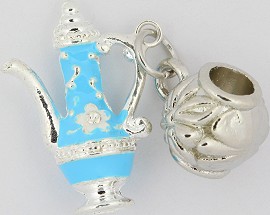 3pc Charm Teapot Silver Blue BD1744