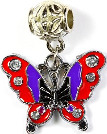 3pcs Charm Butterfly Rhinestone Purple Red BD1806