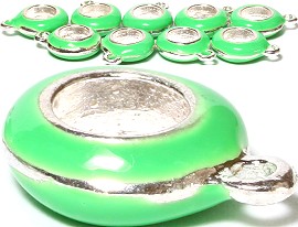 10pcs Charms Round w/ Hole for Chain Lime Green BD1979
