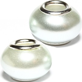 2pcs Beads Pearl Smooth Silver Light BD2357