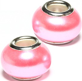 2pcs Beads Pearl Smooth Pink BD2359
