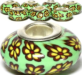 8pcs Clay Beads Camouflage Flower Green BD2557