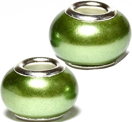 2pcs Beads Pearl Smooth Forest Green BD2566