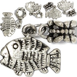 5pc Charm Fish Silver BD3054