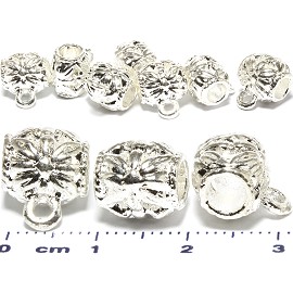 10pcs Dangle Flower Spacer Jewelry Part Silver Tone BD484