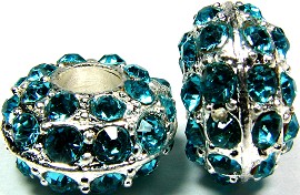 Beads 2pcs Charms Pack Silver Crystal Teal BD732