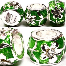 Charms 3pcs Pack Flower Crystal Green BD940