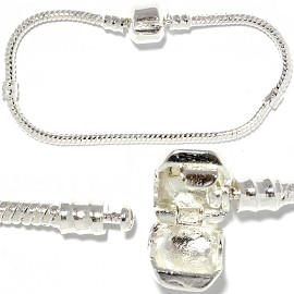 6.5" 1pc Empty Bracelet for Bead & Charm White Silver BP012