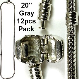 20" 12pcs Empty Gray Silver Necklace BP014k