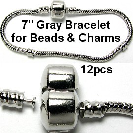 7" 12pcs Empty Silver Gray Bracelet BP015k