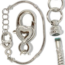 6.5" 12pc Empty Bracelet Heart Lock Gray BP135K