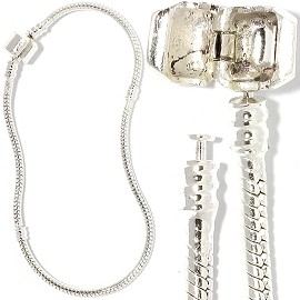 9.5" 12pc Empty Bracelet for Bead & Charm White Silver BP140K