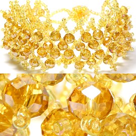 7" Crystal Bead Bracelet Yellow Gold CB017