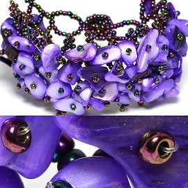 7" Shell Bracelet Purple Aura Borealis CB040