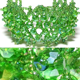 7" Crystal Bead Bracelet Green CB085
