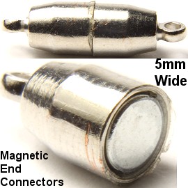 Magnetic End Connectors Silver 5pcs 18x5mm CP13