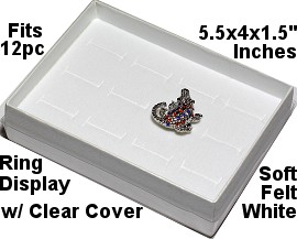 100pc Ring Display Box Holds 12pcs White 5.5x4x1.5" Ds120A