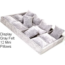 10.5" x 7.4" x 1" Gray Velvet , 12 Mini Pillow Ds173