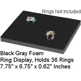 1pc Ring Display Foam Pad 7.75x6.75x0.62" Inches Fit 36pcs Black