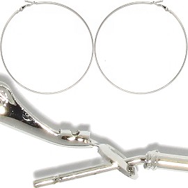 12 Pairs Hoop Earrings 3.5" Inches Silver EB274