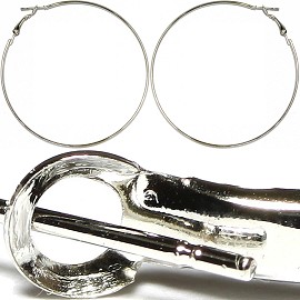12Pair Hoop Earrings 2.25" Inches Silver EB318