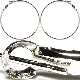 12Pair Hoop Earrings 2.75" Inches Silver EB319