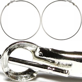 12Pair Hoop Earrings 3" Inches Silver EB320