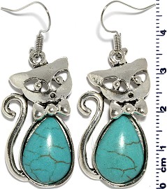 Turquoise Earring Cat Silver EB394