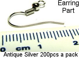 Antique Silver 200 pcs Earring hanging Parts ER6A
