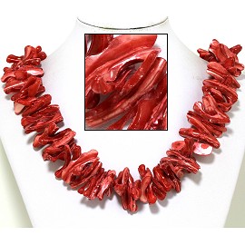 21" Necklace Nautical Shell Shards Red FNE075