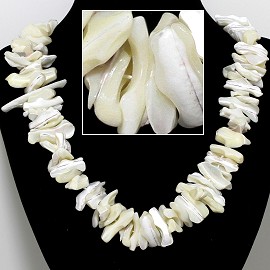 21" Necklace Nautical Shell Shards Ivory White FNE084