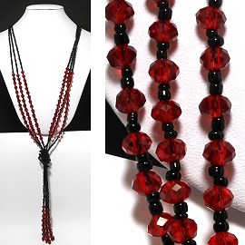 Necklace Crystal Bead Red Black FNE1028