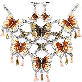 Necklace Earring Set Butterfly Orange FNE1230