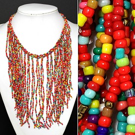 Seed Beads Necklace Multi FNE349