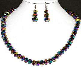 10mm Crystal Necklace Earrings Set MagneticEnd Aura B. FNE391