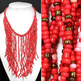 Seed Beads Necklace Peach Gold FNE516