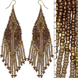 Dangle Earrings Beads Gold Tone Bronze Brown Ger018