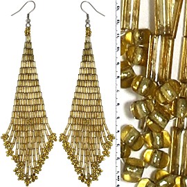 12pair Dangle Earrings Beads Tubes Gold Tone Gold Yellow Ger026